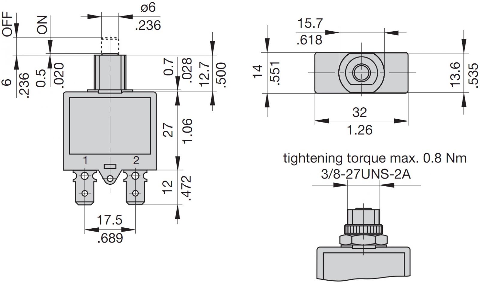 מנתק מעגלים E-T-A ETA CIRCUIT BREAKER 1658 1658-G21-02-P10-8A